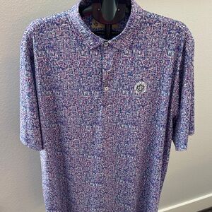 Men's Polo Shirt in Blue and Purple Pattern